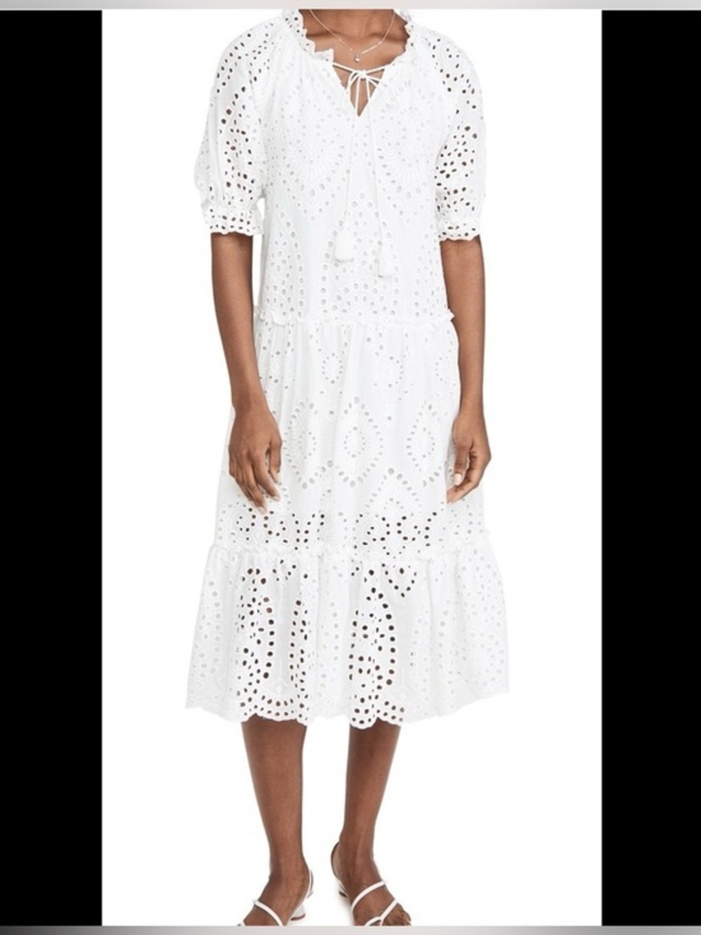 OPT White Eyelet‎ Dress Cottagecore Coastal Beach Coverup Cruise LARGE NO SLIP